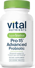 Hyperbiotics Vital Nutrients Pro-15 Advanced Probiotics for Women and Men | 15 Strains + Kiwifruit | Clinically Studied Daily Probiotics for Digestive Health, Gas, & Bloating | 60 Vegan Tablets