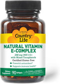 Country Life Vitamin E-Complex 400 IU – Natural Mixed Tocopherols – Antioxidant & Immune Support – Promotes Skin Health & Fights Oxidative Stress – Certified Gluten-Free – 90 Softgels