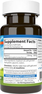 Carlson E-Gems 200 IU (134 mg), Natural-Source Vitamin E, Optimal Wellness, 90 Soft Gels