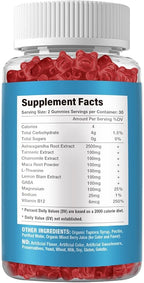 Organic Ashwagandha Gummies - with Turmeric Extract, L-Theanine & Vitamin B12 - Ashwagandha Ksm 66 for Immune Support & Increased Energy - Non GMO, Vegan - 120 Count