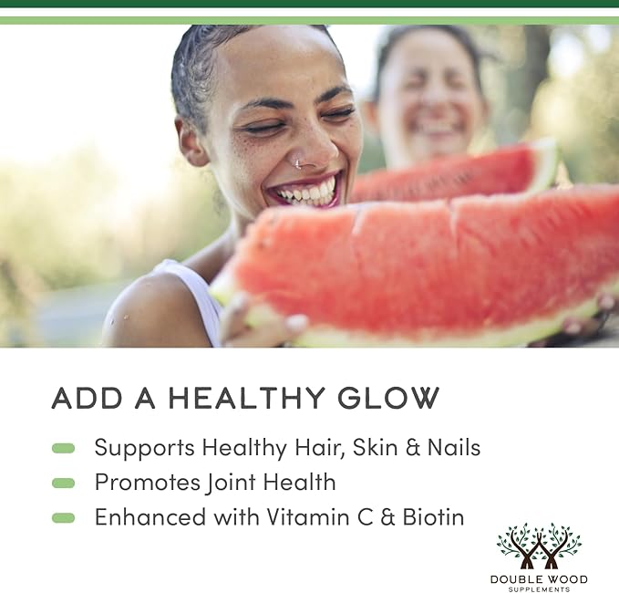 Double Wood Supplements Premium Liquid Collagen - 2500mg of Hydrolyzed Bovine Collagen (Type 1, 3 and Grassfed) - 32 Servings - for Women and Men - 30 mcg of Biotin - Sugar Free Pear Flavor