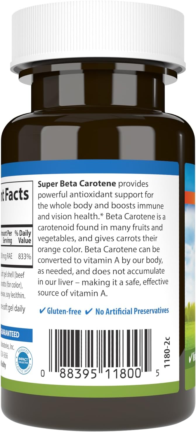 Carlson Laboratories Super Beta Carotene-25,000 IU (7,500 mcg RAE) 50 Softgel