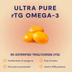 Omega 3 Gummy Chewables - 90 Gel Chews, 30-Day Supply, Citrus Flavor - 1760mg Ultra-Pure rTG Omega 3 for Eye, Heart, Brain, Joint & Immune Health
