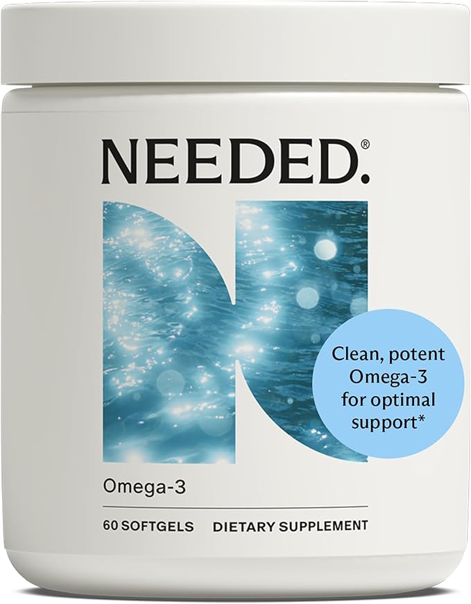 Needed. Prenatal Omega-3 - High Potency Dose of Sustainably Sourced Fish Oil, 1000mg DHA, 1000mg EPA, Encased in a Gelatin-Free, Plant-Based Softgel Shell