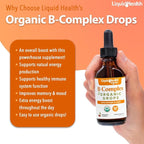 LIQUIDHEALTH USDA Organic Vitamin B Complex Drops for Men & Women - Natural Energy, Improved Focus, Memory & Mood, Immune Support, Metabolism Boost - USA Made, Extra Strength, No Sugar, Vegan (2 Pack)