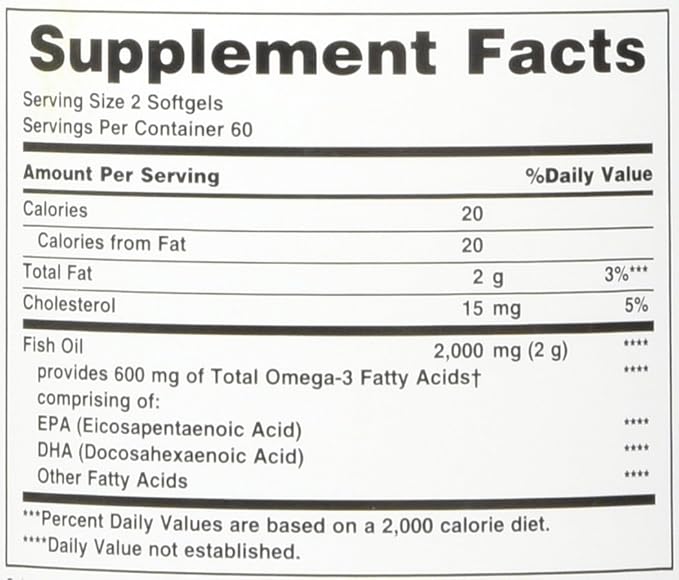 Nature's Bounty 300 mg Omega-3 Fish Oil 1000 mg Softgels 120 Coated Soft Gels (Pack of 2)