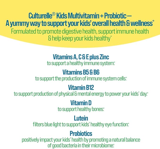 Culturelle Kids Multivitamin + Probiotic for Kids (Ages 2+), Peach-Orange & Mixed Berry Flavor - Digestive Health & Immune Support Gummies with Lutein to Support Eye Health, 60 Count (Pack of 2)