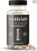 TruHeight Growth Capsules - Tall Nutrition for Natural Growth Supplement for Kids & Teens - Pediatric Vitamin D, K, Calcium & Ashwagandha - Bone Strength - Kids Vitamins D3 K2 Pills, Taller Ages 5+