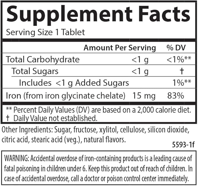 Carlson - Kid's Chewable Iron, 15 mg, Superior Absorption, Blood Health, Energy Production & Optimal Wellness, Natural Strawberry Flavor, 30 Tablets