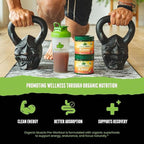 Organic Muscle Organic Pre Workout Powder, Strawberry Mango — USDA Organic Superfood Blend | Maca, Beet Root, Cordyceps, Rhodiola | 150mg Natural Caffeine, Vegan, No Jitters, 20 Servings