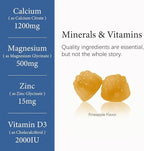 Calcium 1200 mg with Vitamin D3 Gummies, Calcium Citrate Supplements for Women & Men with Magnesium, Zinc, Vitamin D3 & K2, Potassium, Chews for Bone Strength & Muscle Support, Sugar Free, Vegan