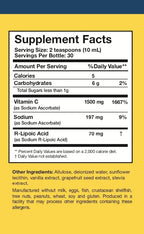 Researched Nutritionals C-RLA - Liposomal Vitamin C with R Lipoic Acid to Support Detox - Vegan & Soy-Free Vitamin C Liquid, Vanilla Caramel Flavor (10 Fl Oz)