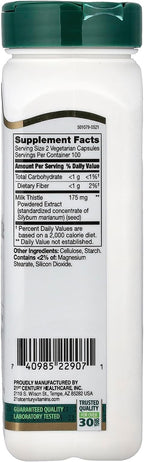 21st Century Milk Thistle Extract Veg Capsules, 200 Count