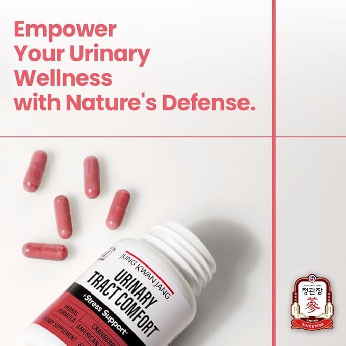 JUNG KWAN JANG Urinary Tract Comfort Formula with Pacran Cranberry 500mg, American Ginseng 143mg - Urinary Tract Health Support Supplement - 60 Capsules for Women and Men