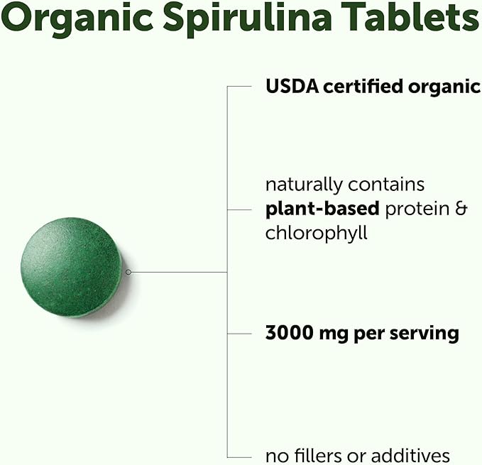 Micro Ingredients Organic Spirulina Supplement, 720 Tablets (4 Month Supply), No Filler & Non-GMO, Rich in Vegan Protein, Vitamins & Prebiotics, Premium Spirulina Pills