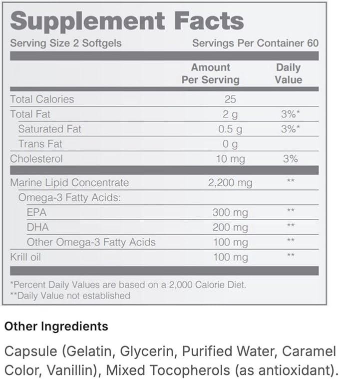 Pharmanex Marine Omega, Omega-3 Fatty Acids & Krill Oil Supplement, 1200mg DHA & EPA per Serving, 120 Softgels, Supports Heart, Brain, Joint, & Overall Health