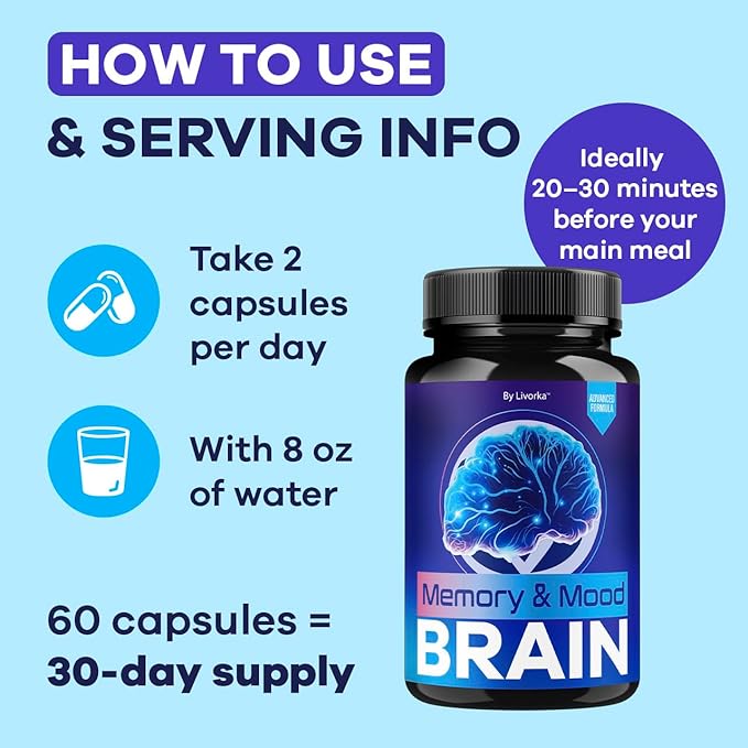(5 Pack) Memory Mood and Brain Capsules - Official Daily Support Brain Health Supplement Pills Advanced Formula, Memory & Mood Brain & Memory Focus Reviews, 300 Capsules for 5 Months
