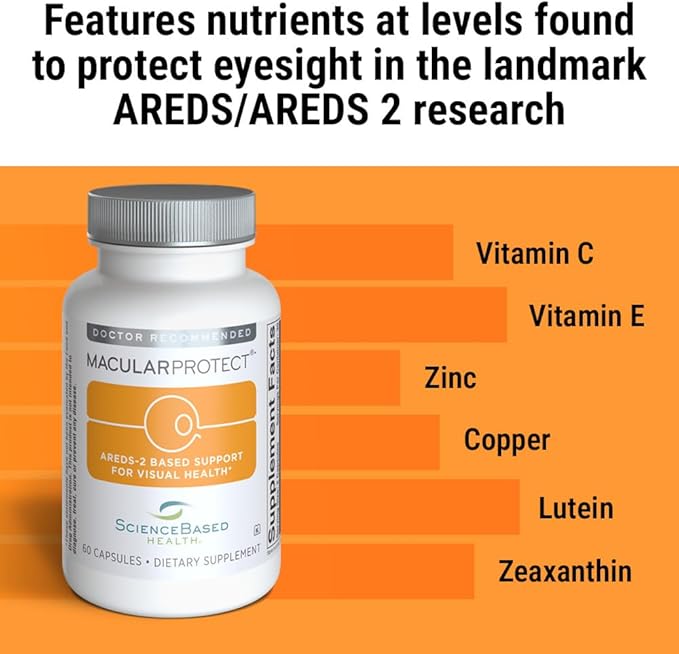 ScienceBased Health MacularProtect AREDS 2 Formula – Eye Health Vitamin & Mineral Supplement with Lutein, Zeaxanthin & B Vitamins for Macular & Vision Support – 60 Capsules (Pack of 2)