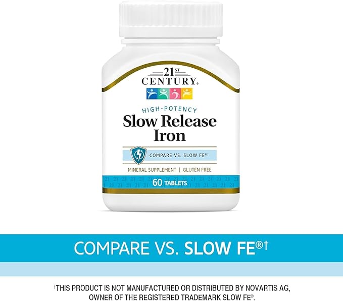 21st Century Slow Release Iron Tablets, 60 Count (Pack of 3)