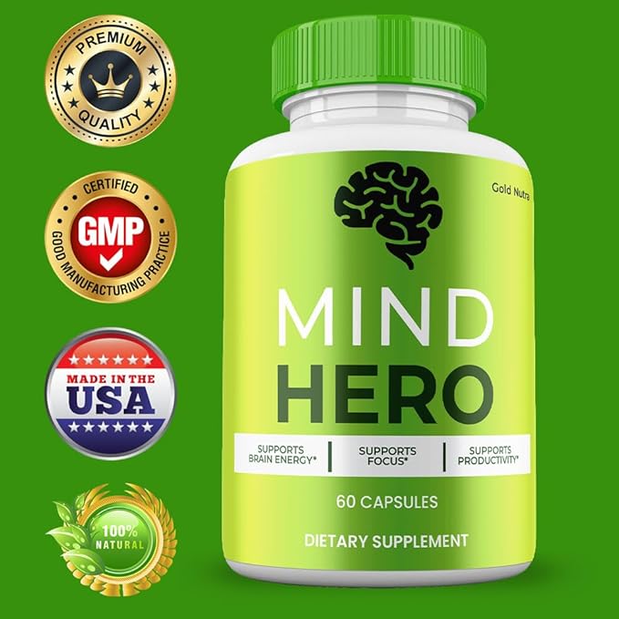 Mind Hero Supplement, All Natural Brain and Cognitive Capsules, Official Clarity and Focus Pills, 1 Month Supply (1 Pack)