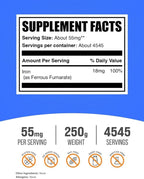 BulkSupplements.com Ferrous Fumarate Powder - Essential Mineral, Iron Supplement for Men and Women - Gluten Free, 55mg per Serving, 250g (8.8 oz) (Pack of 1)