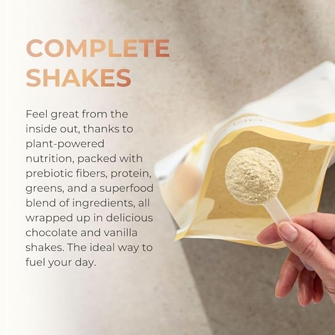 Complete by JuicePlus+ Single Serve French Vanilla Shakes - Plant-Based Nutrition - Whole Food Based Shake Powder with Protein, Fiber & Prebiotics - 30 Servings (2 Pouches, 30 Servings)