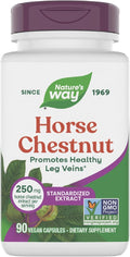 Nature's Way Horse Chestnut Extract, Premium Extract, Promotes Healthy Leg Veins*, 250 mg per Serving, Vegan, 90 Capsules (Packaging May Vary)