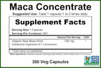 GreenPacks® Organic Maca Root Concentrate (Gelatinized) Supplement - 300 Capsules