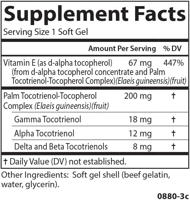 Carlson - Tocotrienols, 40 mg, with Natural-Source Vitamin E, Gamma, Alpha, Delta, Beta, Sustainably Sourced, 30 Softgels (Pack of 2)