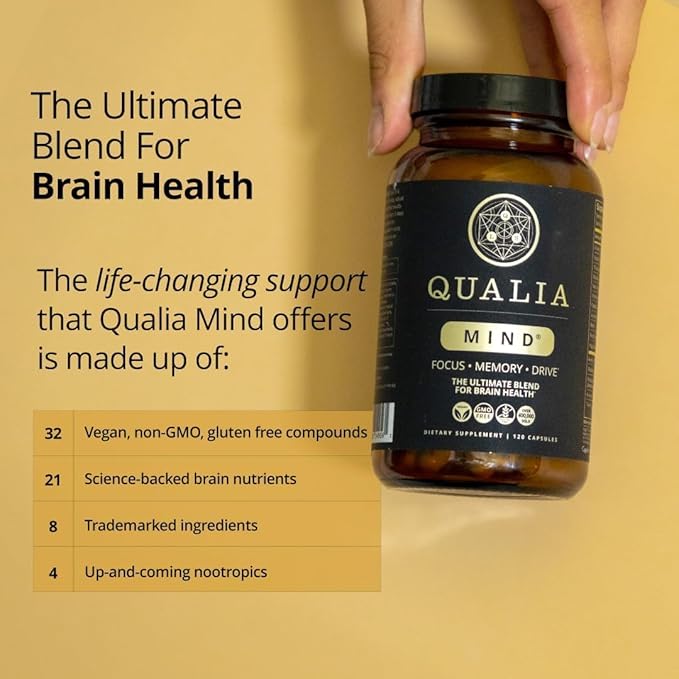Qualia Mind — Beat Brain Fog | Doctor-Formulated Premium Brain Nourishment | Fuel Focus, Drive & Energy | 32 Ingredients Including Lion’s Mane, Cognizin™️, Ginkgo & More| 2 Week Supply*