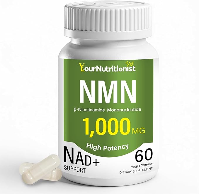NMN Supplements 1000mg - High Purity NAD+ Precursor - Non-GMO - 60 Vegan Capsules
