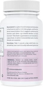 VITRUVIN Trans-Resveratrol Supplement 500mg, 3 Bottles Pack, Vegan, Non-GMO, Gluten-Free, Gelatin-Free.
