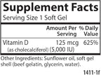 Carlson - Vitamin D3 5000 IU (125 mcg), Bone Health, Muscle Health, Cholecalciferol, Vitamin D Supplements, Vitamin D3 Soft Gels, 120 Softgels