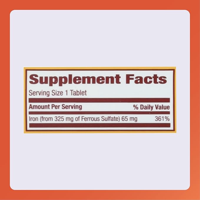 Rugby Ferrous Sulfate 325mg Tablets - Iron Supplement for Women and Men - 100 Count (1 Pack)