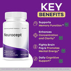 Neurocept Brain Supplement Capsules - Official Neuro cept Brain & Memory Focus Support Advanced Formula, Neurocept Pills Daily Support for Overall Health & Wellness, 60 Capsules for 1 Month