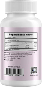 Heivy Ferrous Sulfate 325mg with Vitamin C (65 mg Elemental Iron), Non-Constipating 240 Vegan Tablets (8 Month Supply) Iron Supplement for Women - Non-GMO, Vegan - Made in USA