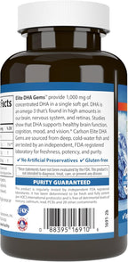 Carlson - Elite DHA Gems, 1000 mg DHA, Wild Caught, Sustainably Sourced, Brain Function & Healthy Vision, 60 Softgels