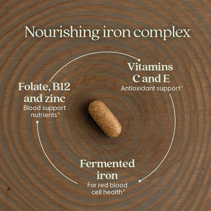 New Chapter Iron Supplement, Whole-Food Fermented Iron Complex Made with Organic Vegetables & Herbs + One Daily Non-Constipating Dose- 60ct, 2 Month Supply
