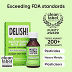 NovaFerrum Delish | Vegan Multivitamin with Iron for Infants, Toddlers & Kids | Immune Support | Organic Plant-Based D-3 | Gluten Free | Vegan Verified | Sugar Free | 1.69 Fl Oz (50 mL)