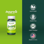 High Absorption CoQ10 200mg Softgels for Heart Health & Energy Metabolism - Potent Antioxidant Supplement for Statin Users - 30 Day Supply by Innervis Nutrition