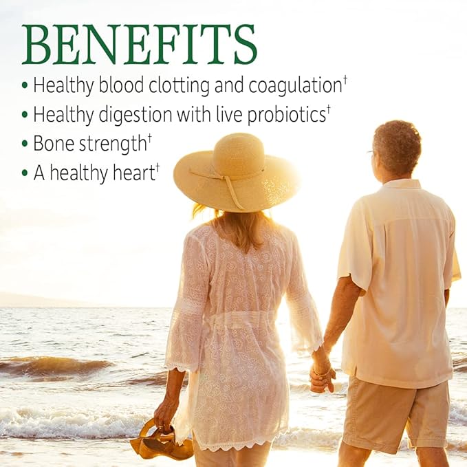 Garden of Life Vitamin K2 and K1, Vitamin Code Vegan K Complex for Bone Strength and Heart Health, Omega Rich Flax Seed Oil, Trace Minerals, Probiotics, 60 Day Supply, (Pack of 2)