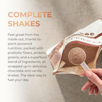 Complete by JuicePlus+ Dutch Chocolate Shakes - Plant-Based Nutrition - Whole Food Based Shake Powder with Protein, Fiber & Prebiotics - 30 Servings (2 Pouches, 15 Servings Each)