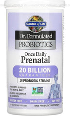 Garden of Life Dr. Formulated Probiotics Once Daily Prenatal - Acidophilus and Bifidobacteria Probiotic Support for Mom and Baby – Shelf Stable - Gluten, Dairy, and Soy-Free - 30 Vegetarian Capsules