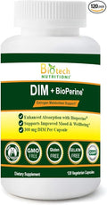 DIM Supplement 300 mg DIM Diindolylmethane Plus BioPerine 120 Days Supply Made in USA 120 Vegetable Capsules (120)
