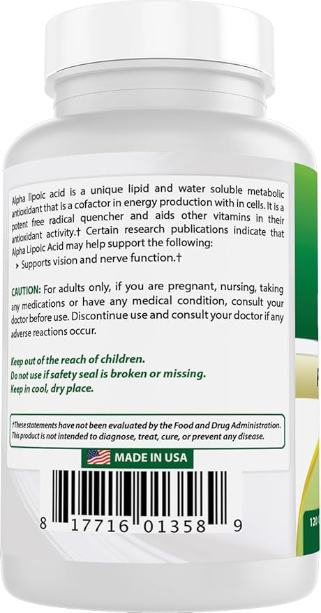 Best Naturals Alpha Lipoic Acid 300 mg 120 Capsules