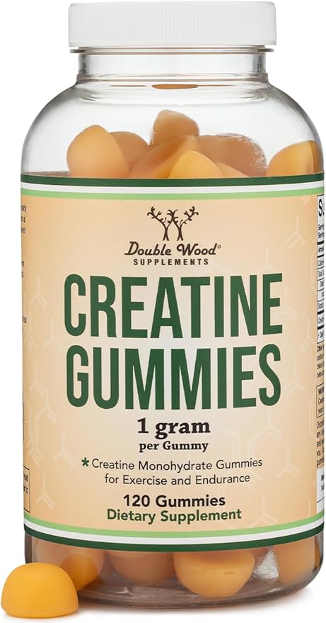 Creatine Monohydrate Gummies - 1g per Serving, 120 Count - No Fillers, Vegan Safe, Non-GMO, Gluten Free by Double Wood
