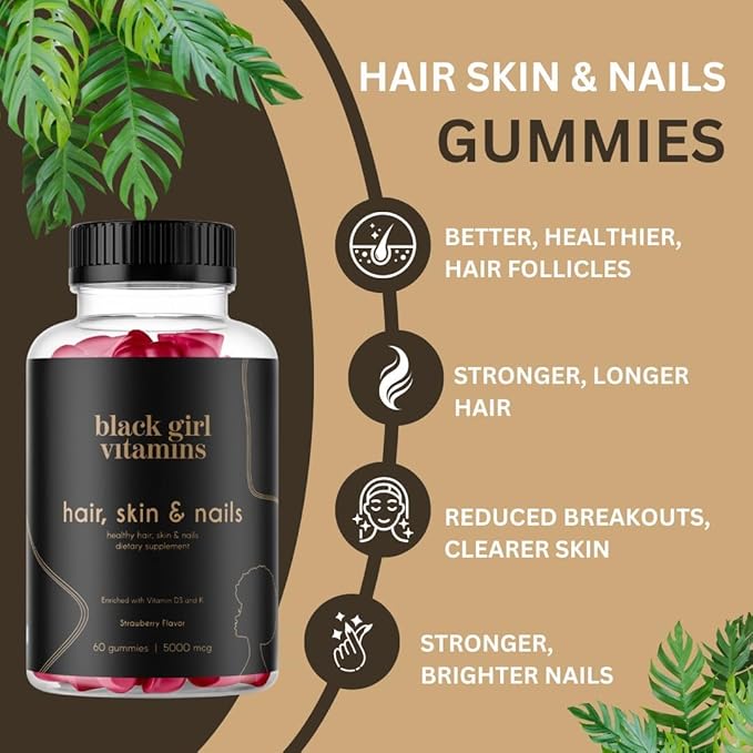 Black Girl Vitamins Complete Wellness Essentials - 30-Day Bundle with D3 Gummies, Probiotics, Hair-Skin-Nails + Sea Moss - 8 Key Nutrients for Immune, Skin & Energy Support