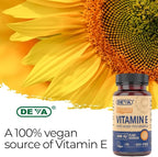 DEVA Vegan Natural Source Vitamin E 400IU with Mixed tocopherols, Soy-Free – 90 Veg Caps (Pack of 2)