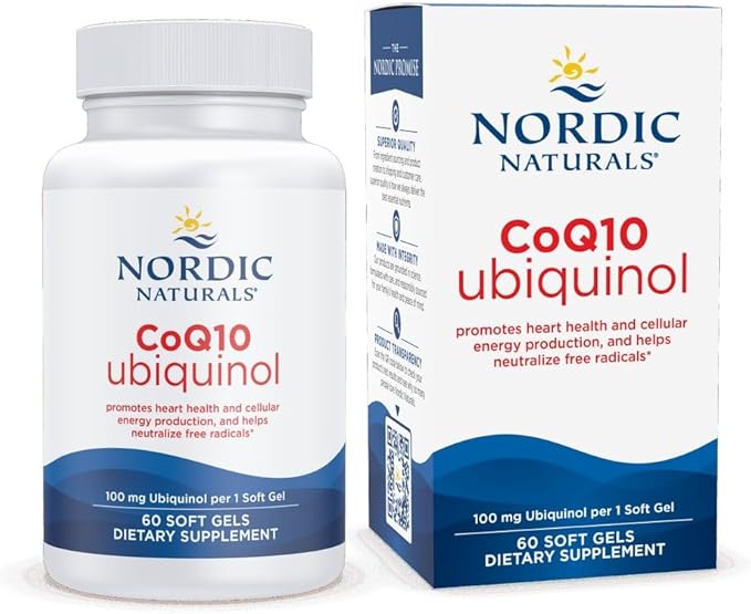 Nordic Naturals Nordic CoQ10 Ubiquinol - 60 Mini Soft Gels - 100 mg Coenzyme Q10 (CoQ10) Ubiquinol - Heart & Brain Health, Cellular Energy Production, Antioxidant Support - Non-GMO - 60 Servings