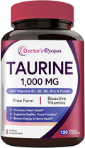 Doctor's Recipes Taurine Supplement 1000mg, Amino Acids Supplement with Vitamins B1, B2, B6, Folate, Methyl B12, Non-GMO, No Gluten & Soy, Support Heart, Visual, Nerve Health, 120 Veggie Capsules